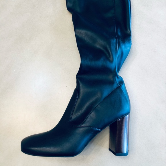 FRANCO SARTO Borne Black Faux Leather Wide-Calf Boots Size 8 - Picture 7 of 12